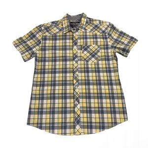 New Ecko Unltd Checkered Yellow Blue White Button Shirt Size 3 X-Large